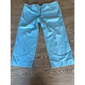 Talbots Signature Aqua Blue Cropped Wide Leg Pants Womens 16P Petite Cotton Blnd